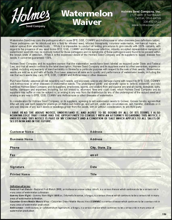 Watermelon Waiver