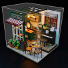 HODPC2311Z HONGDA 1:24 Scale DIY Afternoon Coffee Shop with LED Lights Mini House Building Kit with Dust Cover