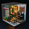 HODPC2311Z HONGDA 1:24 Scale DIY Afternoon Coffee Shop with LED Lights Mini House Building Kit with Dust Cover