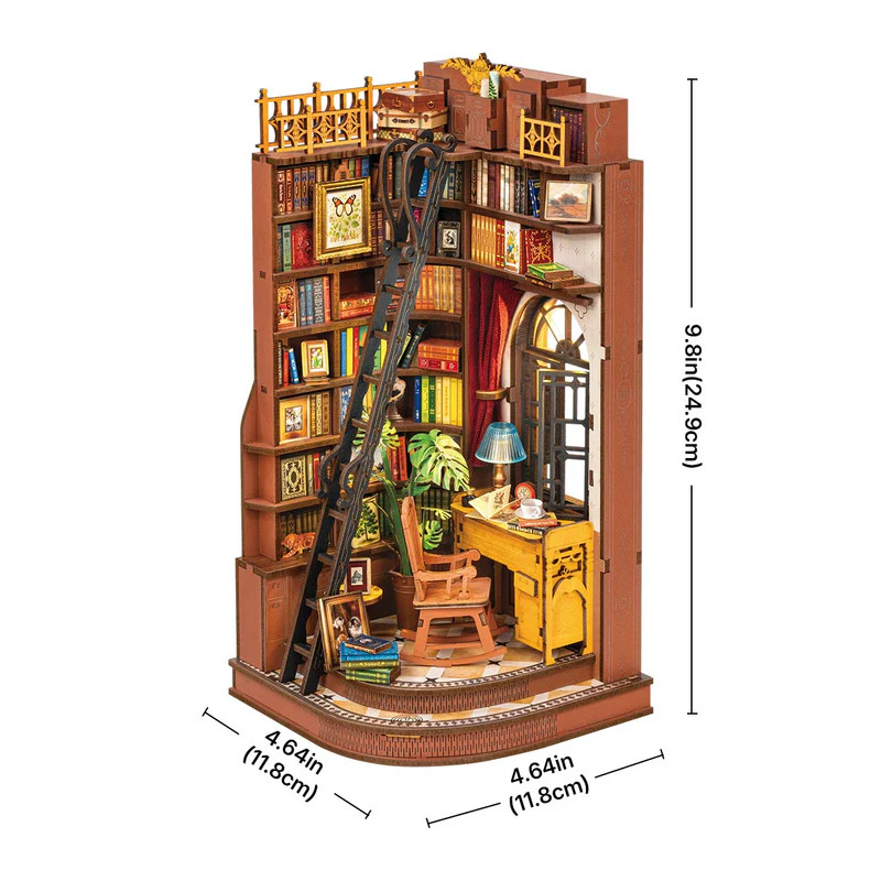 ROETGE02 ROBOTIME Rolife Silent Corner Study DIY Book Nook Shelf