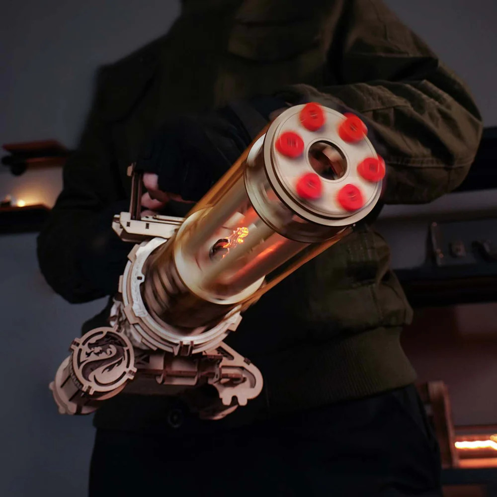 ROELQA01 ROBOTIME ROKR Rotating-Barrel Machine Toy Gun 3D Wooden