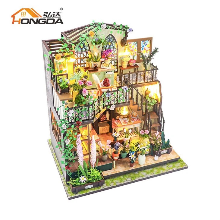HODM2322Z HONGDA DIY Darcy Flower Miniature Dollhouse Kit with