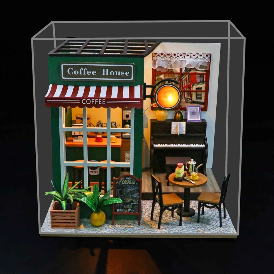 HODPC2311Z HONGDA 1:24 Scale DIY Afternoon Coffee Shop with LED