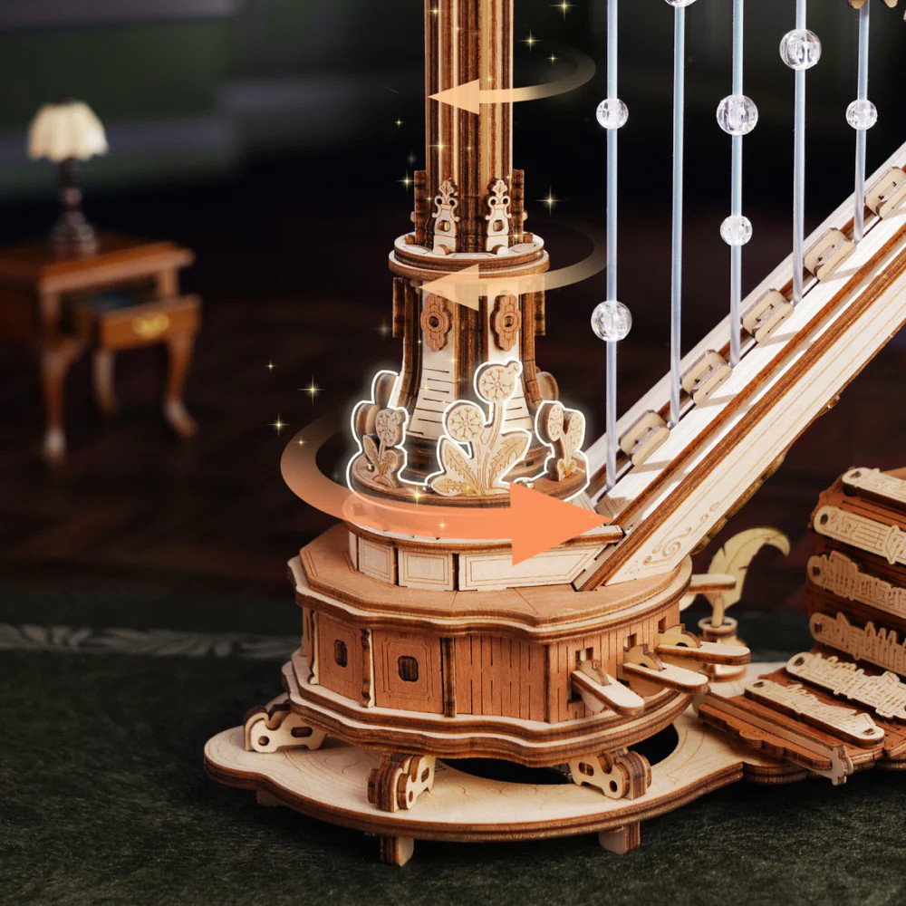 ROEAMK71 ROBOTIME ROKR Magic Harp Music Box Wooden 3D Puzzle