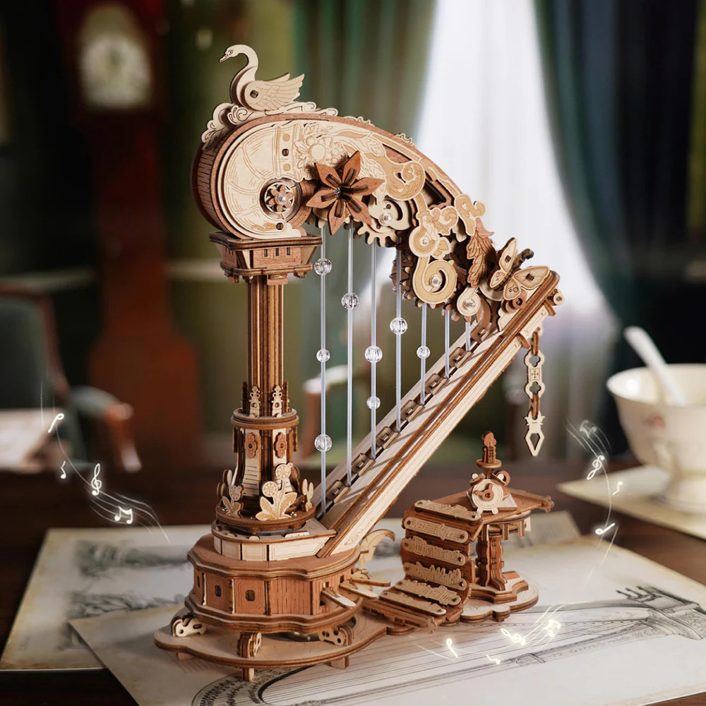 ROEAMK71 ROBOTIME ROKR Magic Harp Music Box Wooden 3D Puzzle