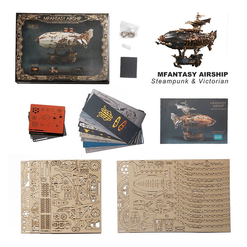 HOWS1015 HOWCAT MFantasy Wooden Airship Model - Grey - Graves RC