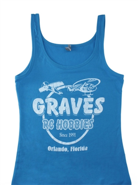 GVSTANKBLS GRAVES RC HOBBIES WOMENS TANK TOP, BLUE, SMALL