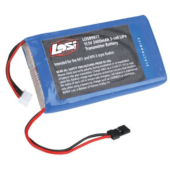 LOSB9811 LOSI 11.1V 2400mAh 3 Cell LiPo Tx Pack, M11, MX-3