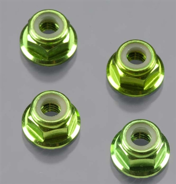 TRA1747G Traxxas 4mm Flanged Nuts Green (4)