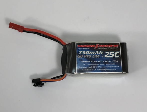 TP730-3SP+25J Thunder Power 730mAh 3-Cell/3S 11.1V ProLite + Power 25C LiPo, JST