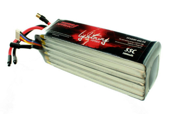 TP5000-6SL55 Thunder Power 5000mAh 6-Cell/6S 22.2V Lightning Series 55C LiPo, Split w/Interconnect