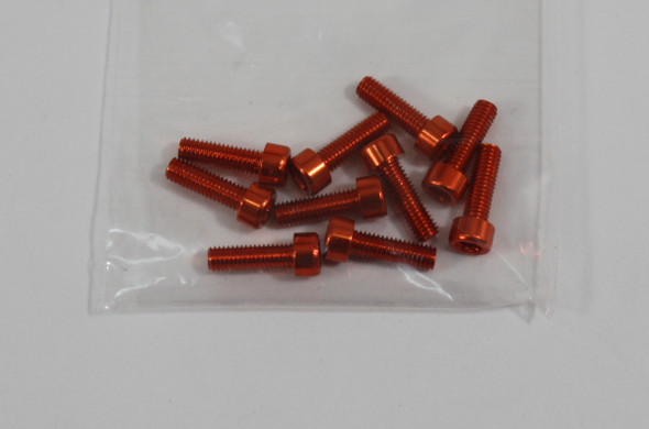 SCREWALM3X10O Graves RC M3x10mm Aluminum Socket Screw 10pc, Orange