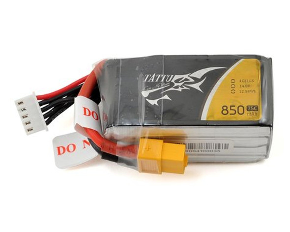 TAT75C8504S Tattu 850mAh 14.8V 75C 4S1P Lipo Battery with XT60 plug