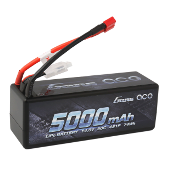 GA50C50004SD Gens Ace 5000mAh 14.8V 50C 4S1P HardCase Lipo Battery with Deans plug