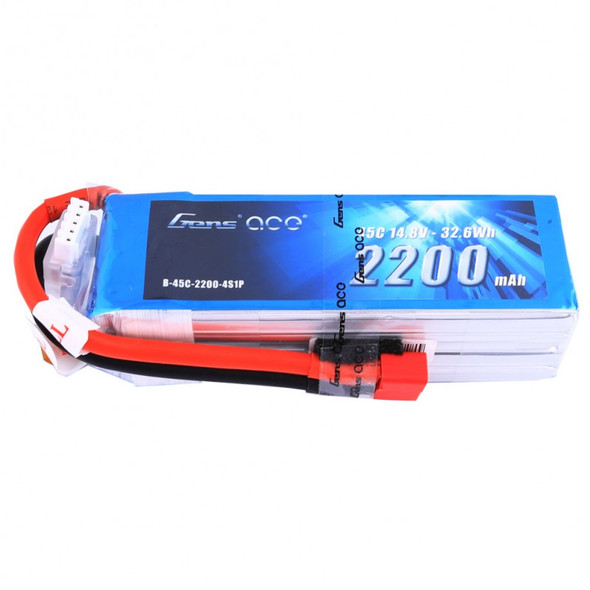 GA45C22004SD Gens ace 2200mAh 14.8V 45C 4S1P Lipo Battery Pack Deans plug