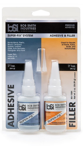BSI158H Bob Smith Industries Clear Super-Fix System, Adhesive and Filler Combo Pack, 2 fl. oz.