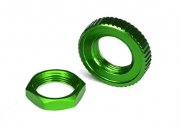 TRA8345G TRAXXAS Servo saver nuts, aluminum, green-anodized (hex (1), serrated (1))