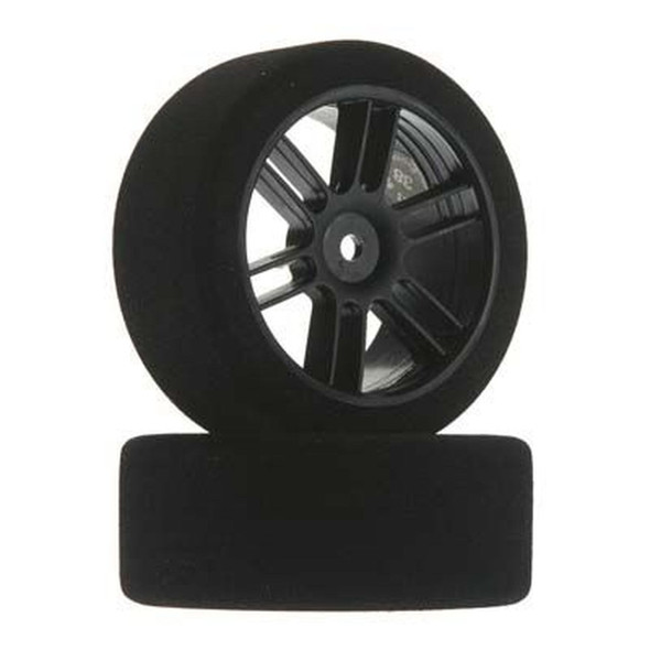 BXRF2638B BSR RACING 1/10 26mm Nitro Touring Foam Tires, Mounted, 38 Front, Black Wheels (2)