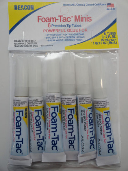 BCCSFOAMTACMINI BEACON Foam-Tac Minis Foam Adhesive Glue - 6 Pack Great for EPP EPO Depron Foam