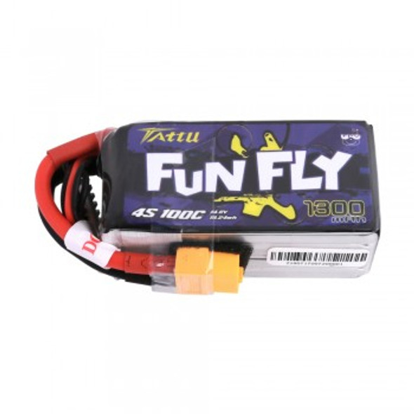 TAT100C13004SXT60 Tattu FunFly 1300mAh 100C 14.8V 4S1P lipo battery pack with XT60 Plug