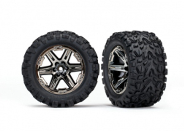 TRA6773X TRAXXAS Talon EXT 2.8" Pre-Mounted Tires w/RXT Wheels (2) - Black Chrome