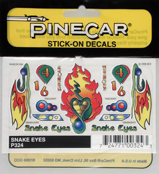 PIN324 PineCar Snake Eyes Stick-on Decal