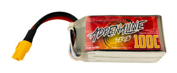 TP1100-6SA100X THUNDER POWER 1100mAh 6-Cell/6S 22.2V FPV Adrenaline 100C LiPo, XT60