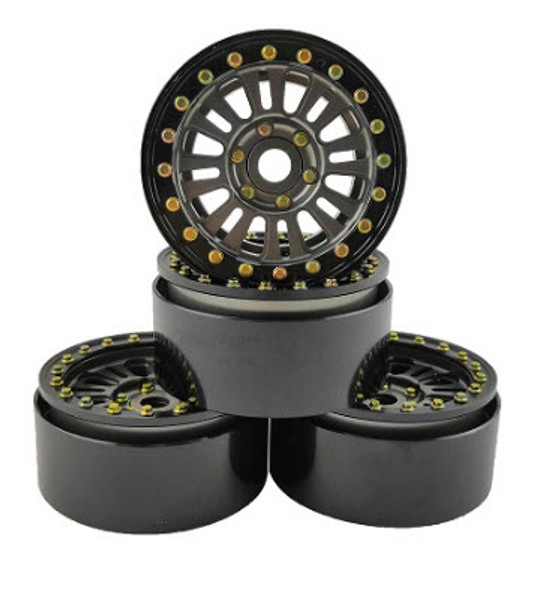 DTCW01001 HOBBY DETAILS 1.9" Aluminum Beadlock Crawler Wheels 4pcs - Black