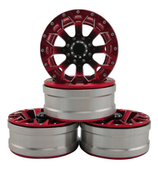 DTCW01902A Hobby Details 1.9" Aluminum Beadlock Crawler Wheels 4pcs - Strong - Red