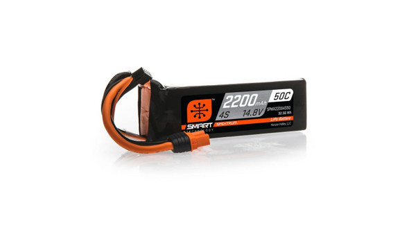 SPMX22004S50 Spektrum 2200mAh 4S 14.8V 50C Smart LiPo Battery; IC3