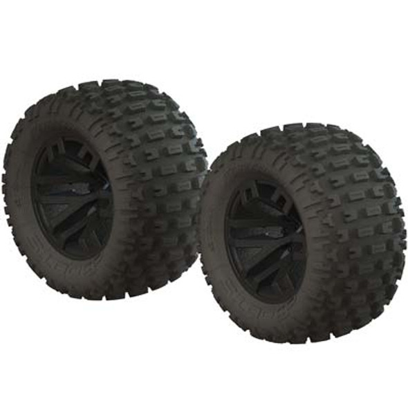 ARA550086 ARRMA Dboots 'Fortress MT' Tire Set Glued Gun Metal (2