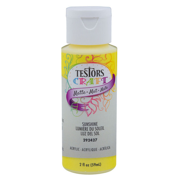 TES292427A Testors 2oz Acrylic Craft Paint, Satin Sunshine