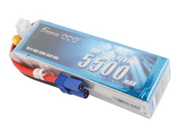 GA60C55003SEC5 Gens Ace 5500mAh 11.1V 60C 3S1P Lipo Battery Pack With EC5 Plug