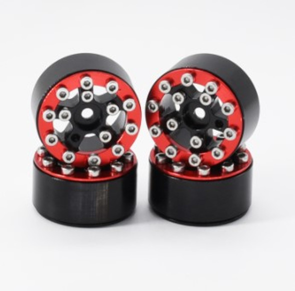 DTSCX24-40B HOBBY DETAILS Axial SCX24 CNC Aluminum Screws-Style Beadlock Wheels 4pcs/set - Red