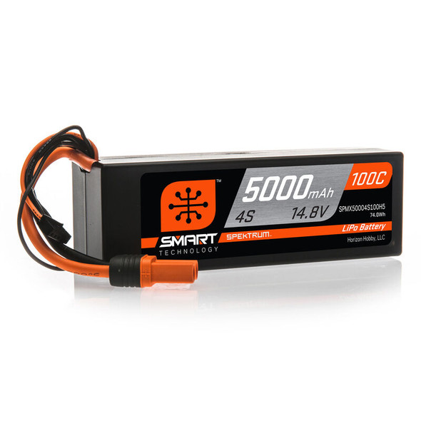 SPMX50004S100H5 SPEKTRUM 14.8V 5000mAh 4S 100C Smart Hardcase LiPo Battery: IC5