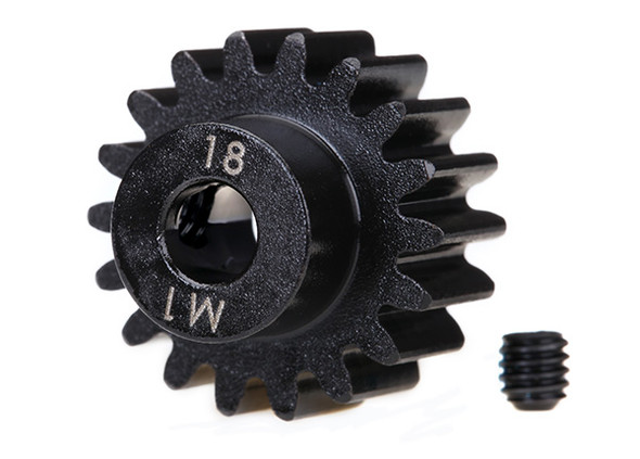 TRA6491R TRAXXAS Gear, 18-T pinion (machined) (1.0 metric pitch) (fits 5mm shaft)/ set screw