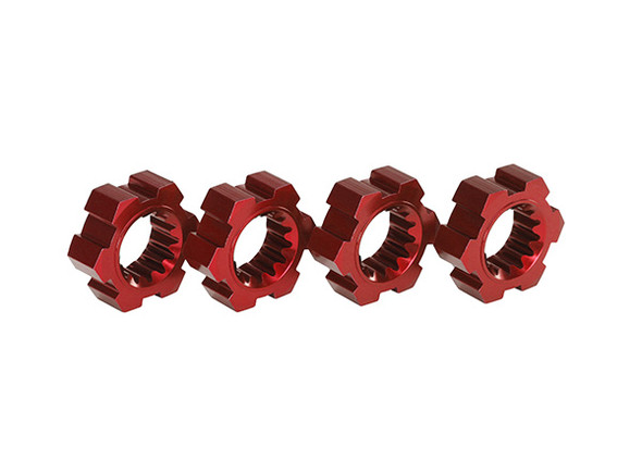 TRA7756R TRAXXAS Wheel hubs, hex, aluminum (red-anodized) (4)