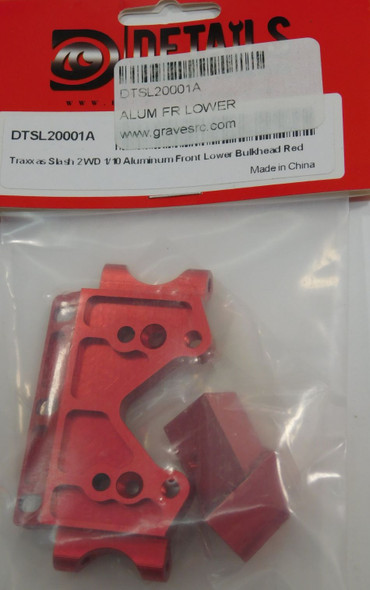 DTSL20001A HOBBY DETAILS Aluminum Front Lower Bulkhead Red for Traxxas Slash 2WD 1/10