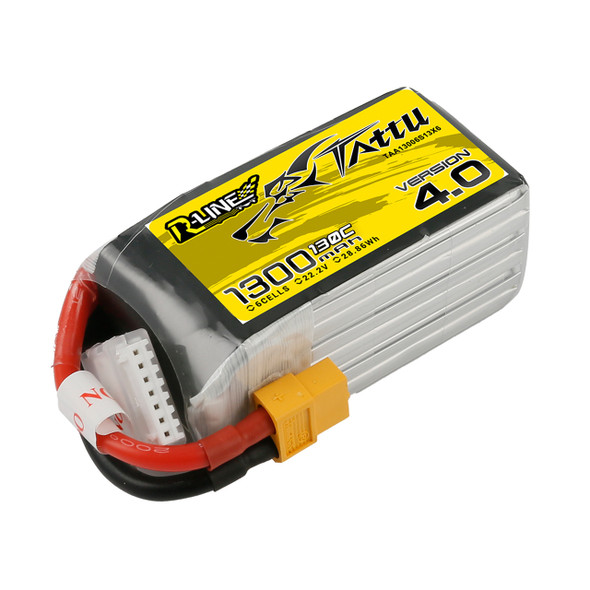 TAT130C13006SXT60 Tattu R-Line Version 4.0 1300mAh 22.2V 130C 6S1P Lipo Battery Pack With XT60 Plug