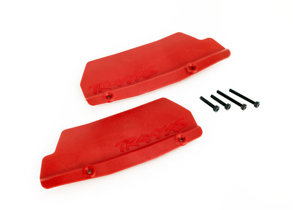 TRA9519R TRAXXAS Sledge Mud guards, rear, red (left and right)/ 3x15 CCS (2)/ 3x25 CCS (2)