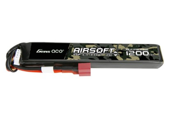 GA25C12003SAS Gens Ace 25C 1200mAh 3S1P 11.1V Airsoft Gun Battery With Dean Plug-New Packaging