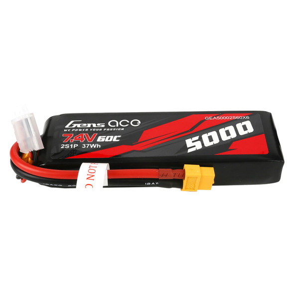 GA60C50002SXT60 Gens Ace 5000mAh 7.4V 60C 2S1P Short-Size Lipo Battery Pack With XT60 Plug