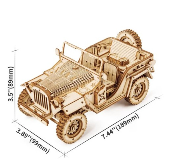 ROEMC701 ROBOTIME ROKR Army Jeep Scale Model 3D Wooden Puzzle