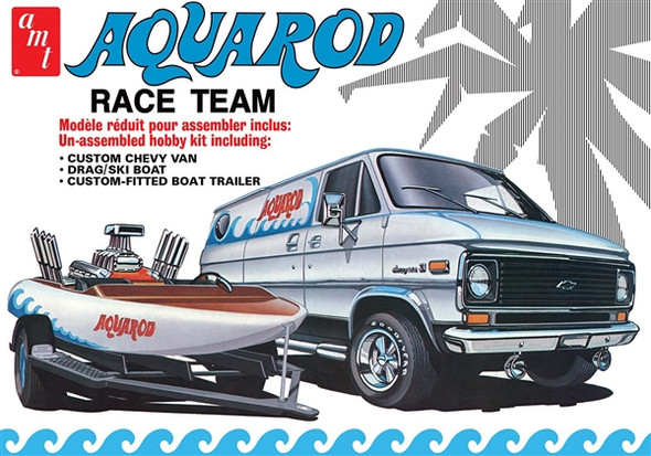 AMT1338 AMT 1/25 Aqua Rod Race 75' Chevy Van, Race Boat and Trailer