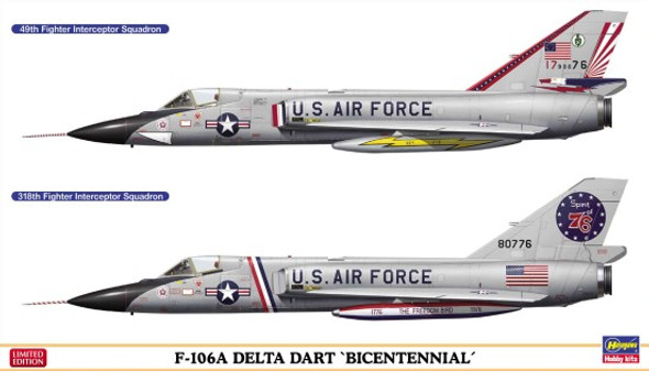 HSG2402 HASWGAWA 1/72 F106A Delta Dart Bicentennial USAF Interceptor/Fighter (2 Kits) (Ltd Edition) Plastic Model Airplane Kit