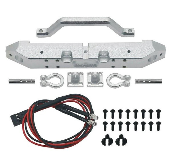 RCAWDSCX2413SIL RCAWD Alloy Front Bumper with Light Set Compatible with SCX24 - Silver