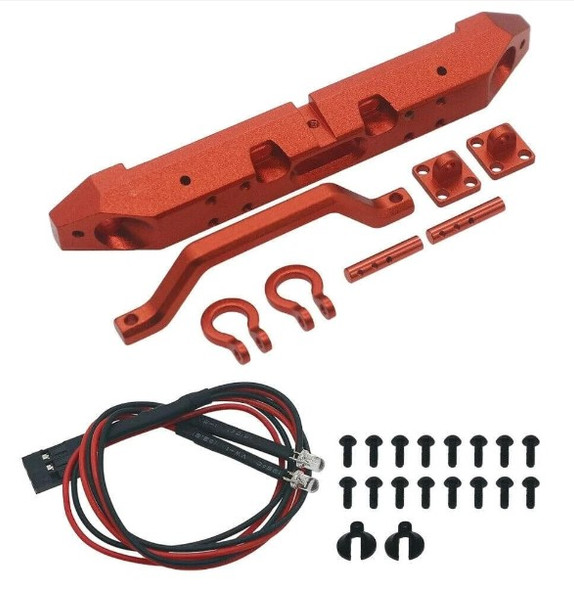 RCAWDSCX2413R RCAWD Alloy Front Bumper with Light Set Compatible with SCX24 - Red