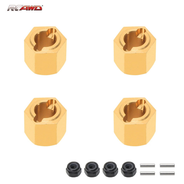 RCAWDC3067Y-6 RCAWD FCX24 Upgrade Full Brass Wheel Hex 4 pcs 1.5g - Thickened by 2 mm