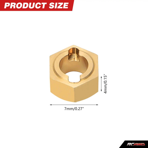 RCAWDC3067Y RCAWD FCX24 Upgrade Full Brass Wheel Hex 4pcs 0.9g