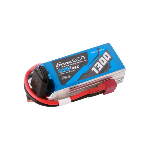 GA45C13003SDGT GENS ACE G-Tech 3S1P 1300mAh 11.1V 45C Lipo Battery Pack with Deans Plug